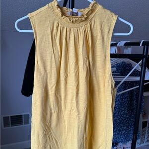 LOFT Ruffled Yellow Blouse